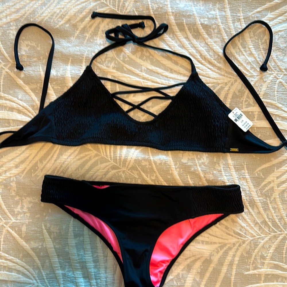 Victoria’s Secret black smocked Bikini, size Large
